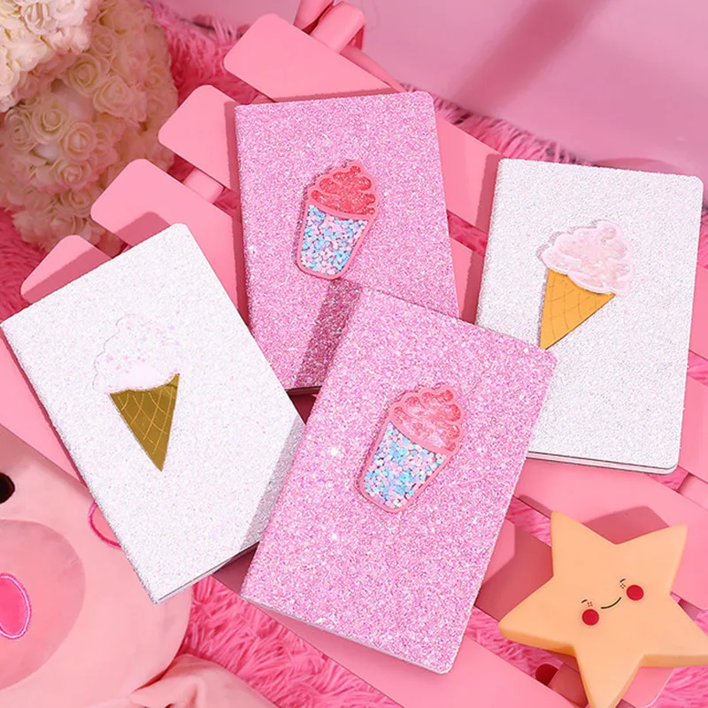 

Bullet Journal Kawaii Sequin Ice Cream Notebook Grid Travel Planner Organizer Schedule Pink School Supplies Girl Stationery Gift