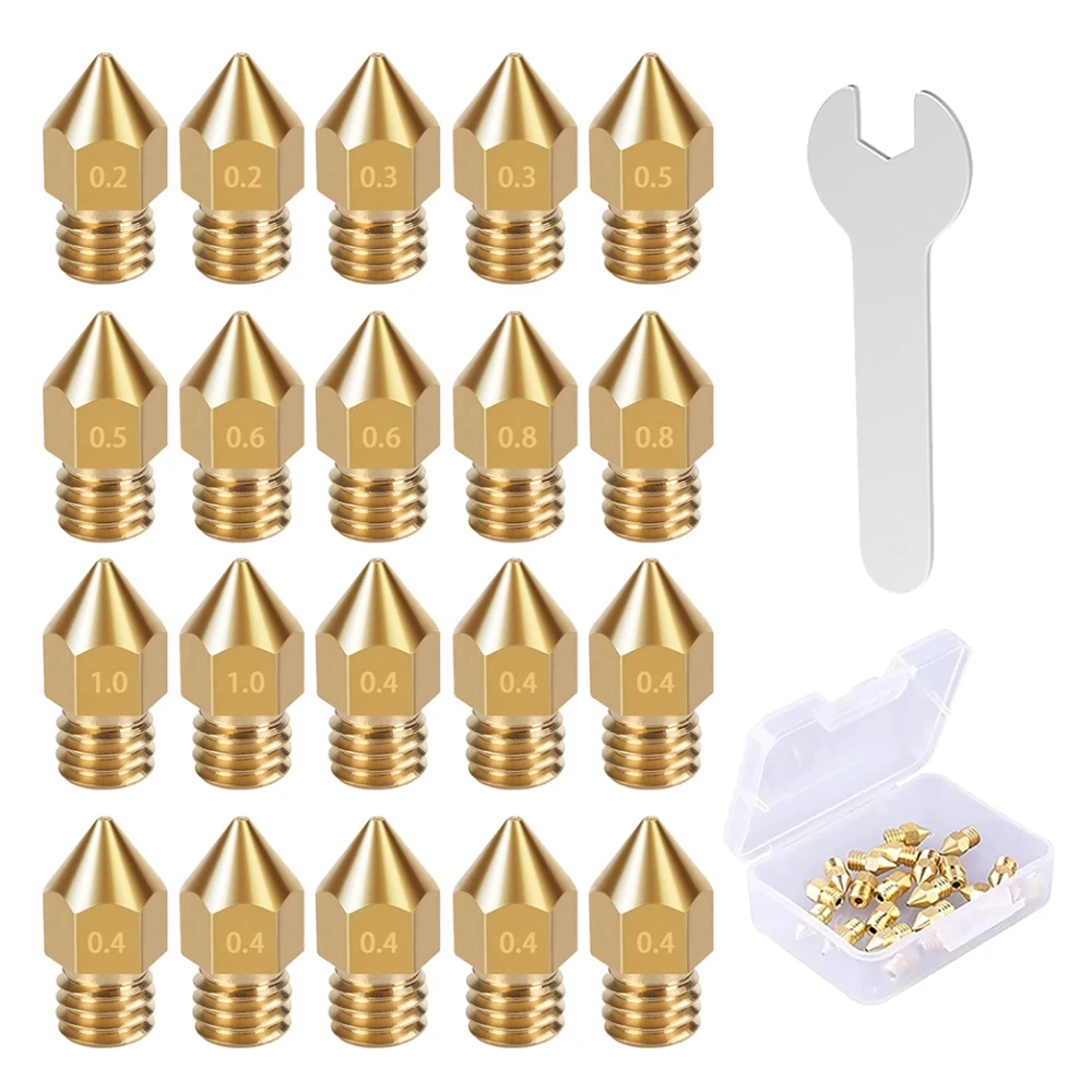 Kingroon-bicos de Latão de Aço Duro Peças de Impressora 3d Extrusora Hotend Rosca m6 Mk8 E3d v5 v6 m6 1.75 mm Filamento - Imagem 4
