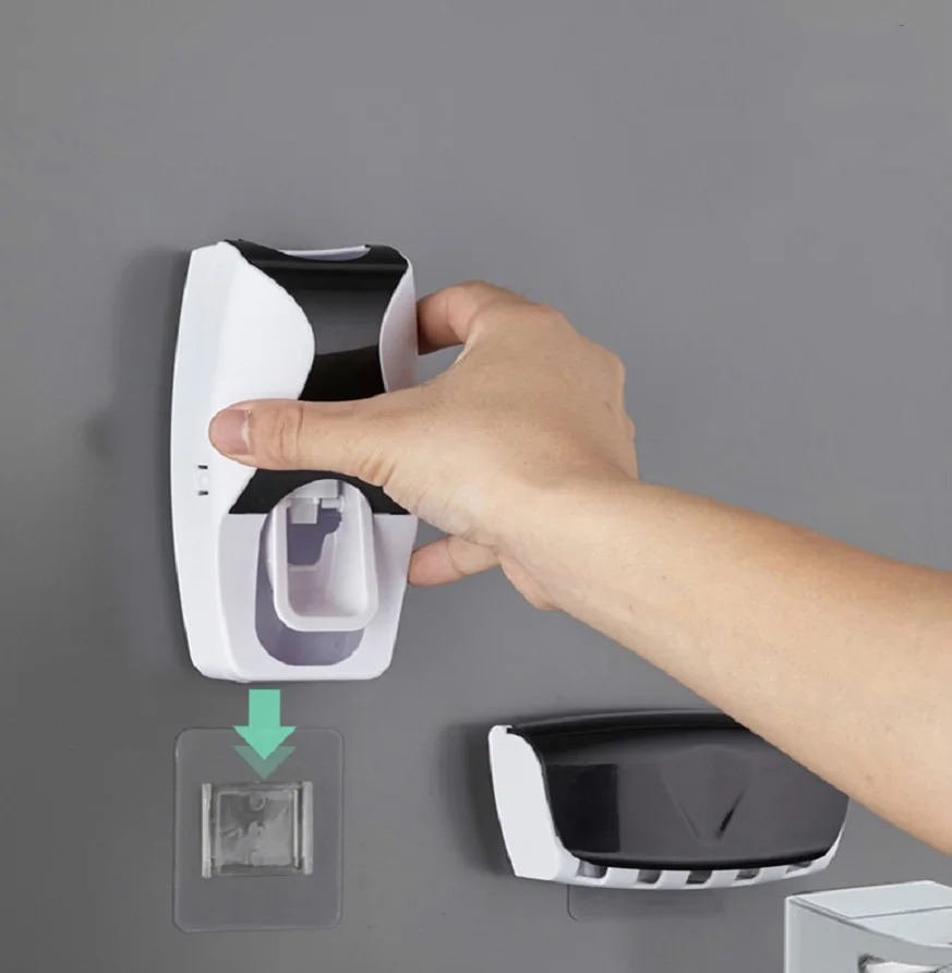 Hot Sale Automatic Toothpaste Dispenser Family Toothbrush Holder Wall Mount Rack Bathroom Tools Set