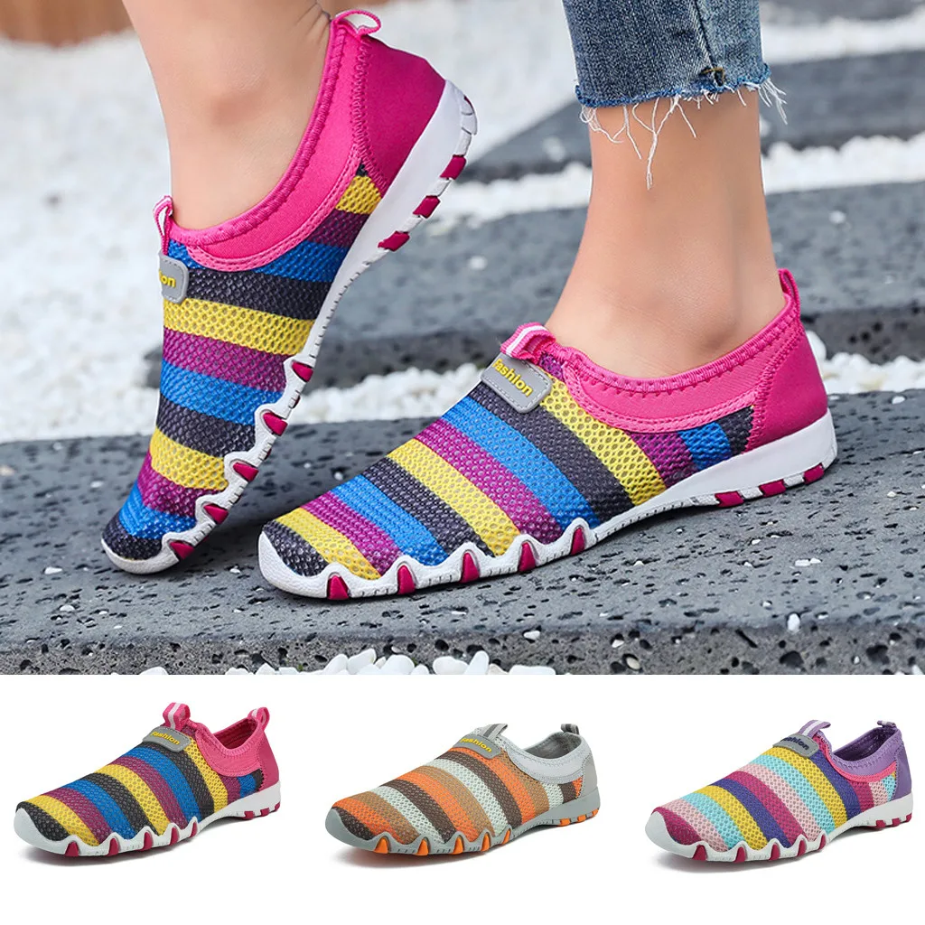 SAGACE кроссовки; женские повседневные удобные кроссовки; женская повседневная обувь в полоску; женская обувь из дышащего сетчатого материала; большие размеры
