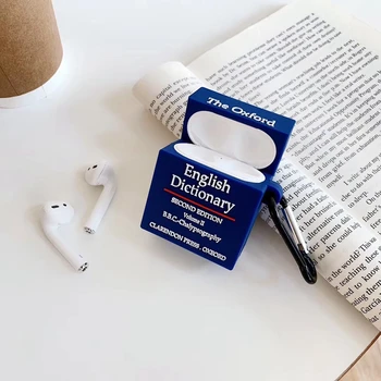 

Luxury Oxford Dictionary case For apple airpods 1 2 pro charge box keychain funny 3D book silicone anti fall protect cover