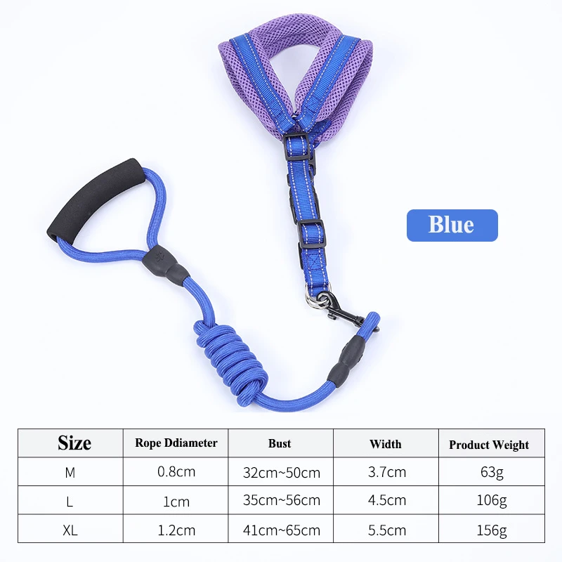 Blue Set Ошейник для собак и регулируемый нейлоновый поводок набор тренировочных светоотражающих принадлежностей дропшиппинг - Цвет: Blue Set