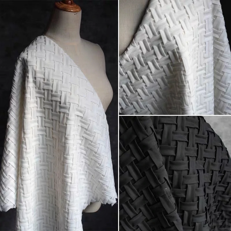 

Pleated Chiffon Fabric Hand woven chiffon three-dimensional texture fold fold geometry transform Garment DIY Designer Fabric