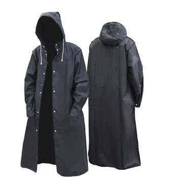 

2020 new black fashion adult waterproof EVA long men women raincoat hooded for big boy girl travel fishing climbing cycling