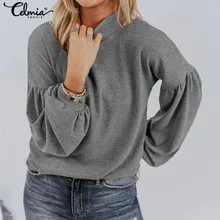^#Cheap 2019 Celmia Casual Buttons Loose Blouses Fashion Women Knitted Tops Lantern Sleeve Solid Tunic Shirts Ladies High Collar Blusas ^#Cheap 2019 Celmia Casual Buttons Loose Blouses Fashion Women Knitted Tops Lantern Sleeve Solid Tunic Shirts Ladies High Collar Blusas