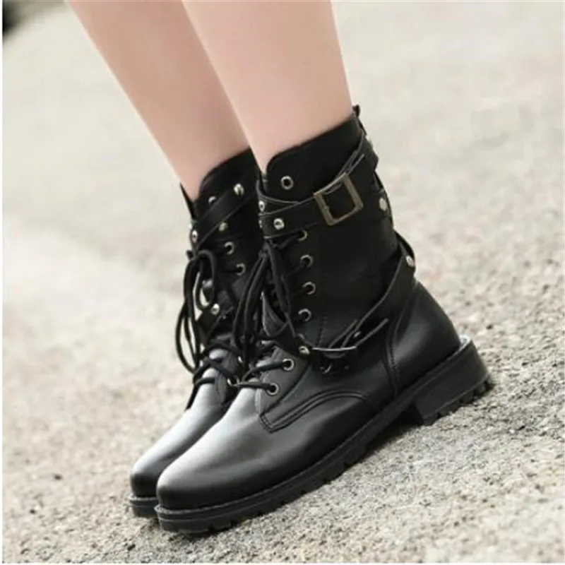 Г., новые модные ботинки в стиле панк готик со шнуровкой и ремнями с круглым носком женская обувь короткие ботинки уличная локомотив mujer zapatos