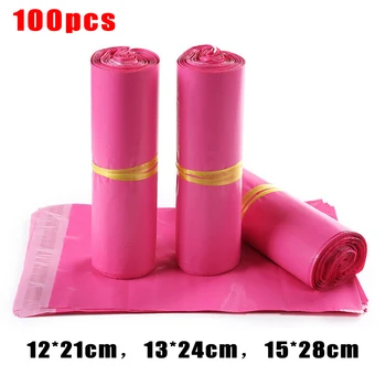 

100PCS Pink Logistics Shipping Self Sealing Plastic Mailing Bags Waterproof Load Bearing 10kg For Non-fragile Items Shipping Bag