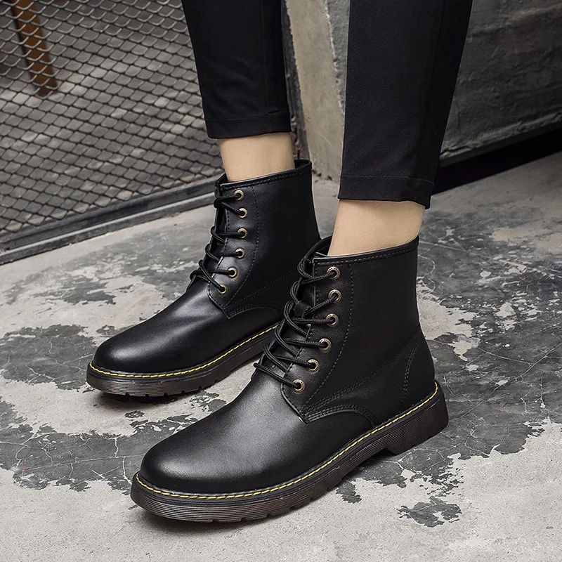 

2020 Spring New Style Cowhide Korean-style Fashion Martin Boots Trend Hight-top MEN'S Casual Shoes 850