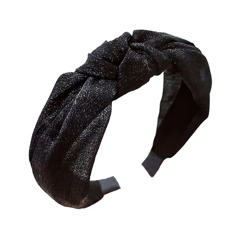 black 12 шт. Новые однотонные тканевые головная повязка Головные уборы для девочек простые универсальные повязки для волос для женщин аксессуары для волос - Цвет: black