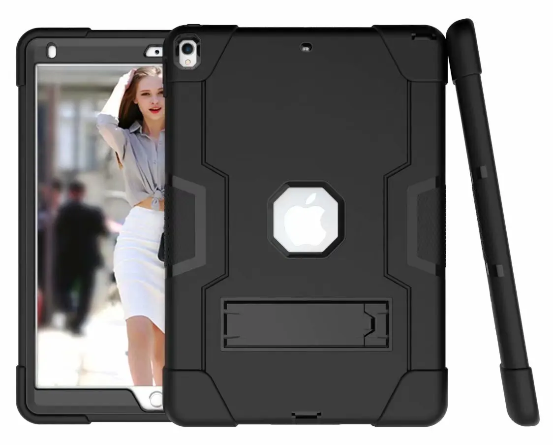 for iPad 10.5 blackb Чехол для планшета для iPad Pro 10,5 Air 3, ударопрочный сверхмощный армированный силиконовый+ PC Гибридный 3-слойный пдставка Корпус чехол - Цвет: for iPad 10.5 blackb