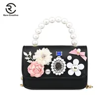 Редкий Креативный Элегантный бисер цветы сумки дизайн из искусственной кожи женские сумки на цепочке Роскошные дорожные сумки на плечо PS8001