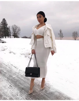 

Two Piece Set V-neck Long Sleeve Crop Top Long Skirt Set Party Summer Clothes For Women Two Piece Outfits 2019 New