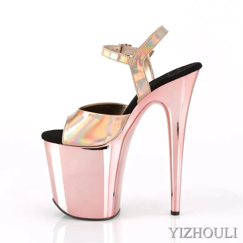 Wedding party runway shoes with 8-inch heels, 20cm electroplated stilettos, sexy model dancing shoes