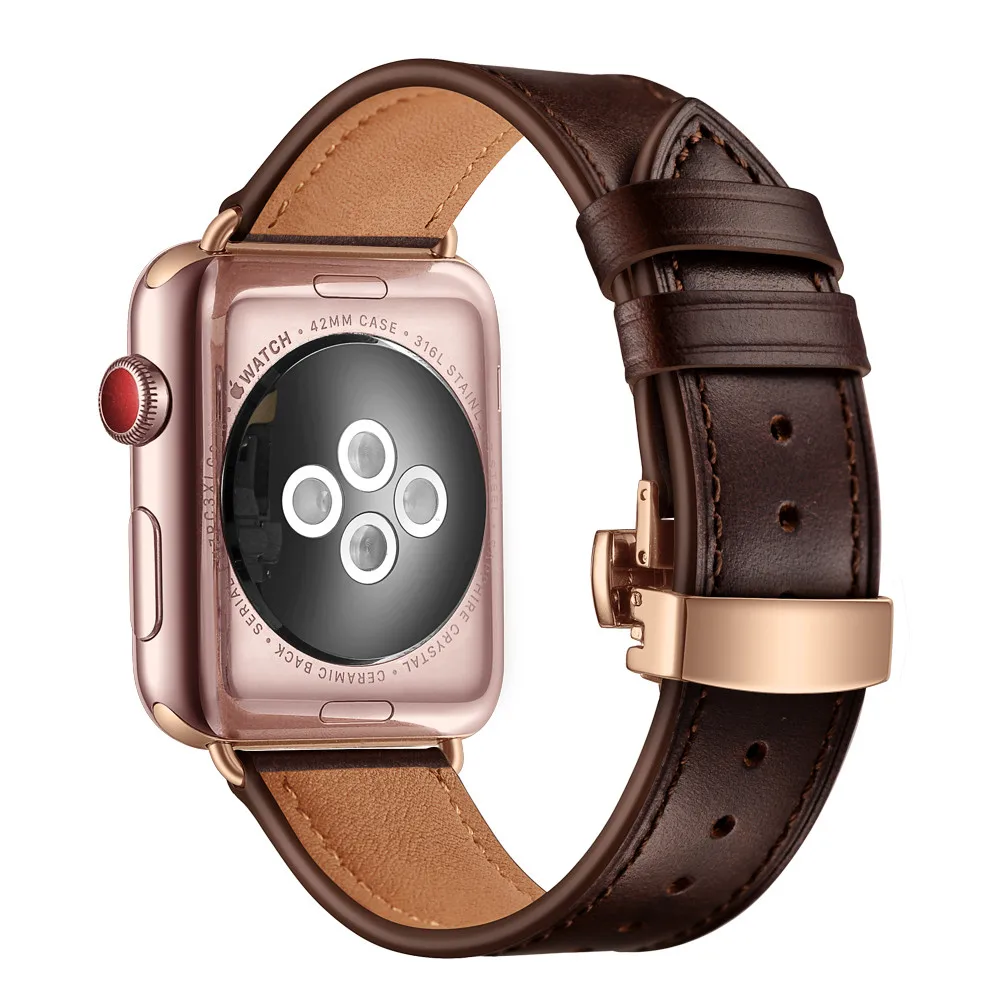 Кожаный браслет ремешок для Apple Watch 5 Band Series 5 4 3 2 1 масло воск кожаный ремешок для iWatch 40 мм 44 мм 38 мм 42 мм