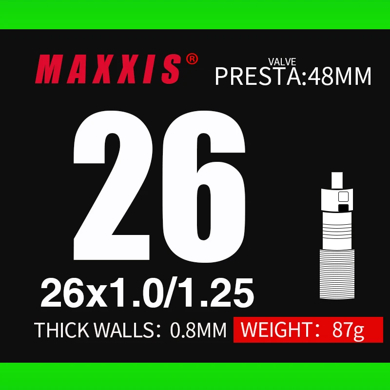 Maxxis Сверхлегкие MTB велосипедные внутренние трубы 26*1,9/2,125 0,8 мм AV/FV 26er горные бутиловые резиновые шины Аксессуары для велосипеда шины для колес