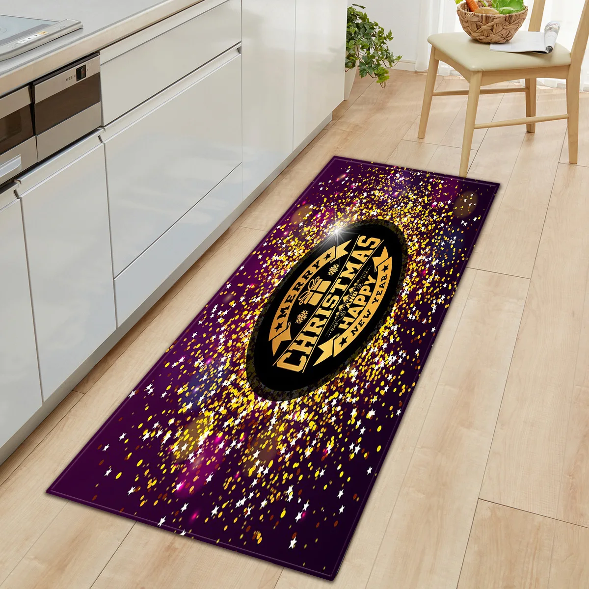 Zeegle Christmas Carpet Kitchen Rug Non-slip Bathroom Doormat Shower Rug Absorbent Hallway Carpet Living Room Floor Rug Foot Mat