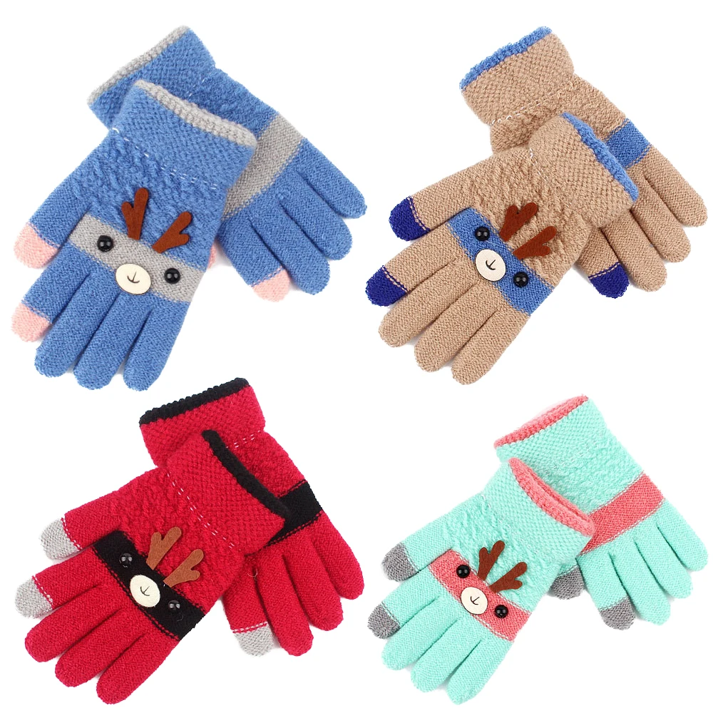 Новые детские перчатки с героями мультфильмов, зимние вязаные хлопковые толстые варежки для детей, теплые перчатки для детей