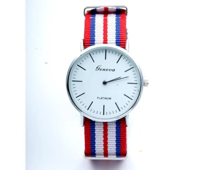 Женские часы простые модные холщовые часы с Мужские Женские полосатые цветные ультратонкие часы наручные часы