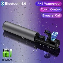 Настоящие Беспроводные Bluetooth 5,0 наушники TWS IPX5 беспроводные наушники водонепроницаемые сенсорные Bluetooth спортивные наушники внешний аккумулятор 1500 мАч