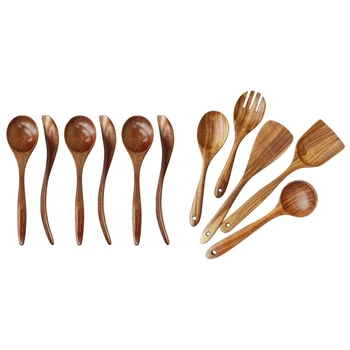 

Kitchen Utensils Set Wooden Cooking Spoon Tool Non-Stick Pot Handmade with Wooden Spoons for Eating