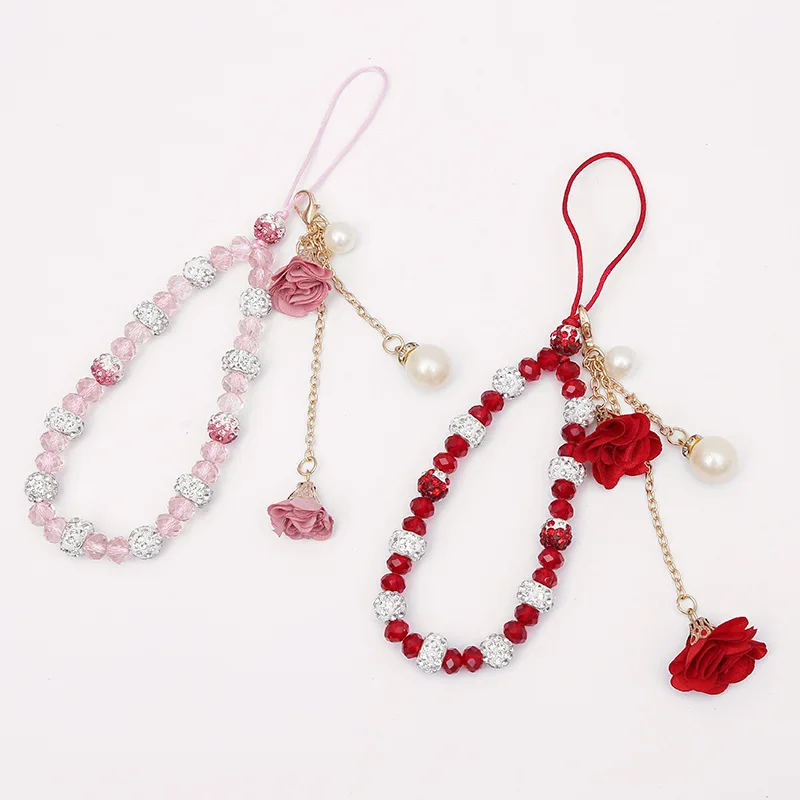 Shellnail Mobile Phone Lanyard Short Hand Strap for Key USB Diamond Bracelet Phone Case Flower Pendant DIY Tassel Phone Straps