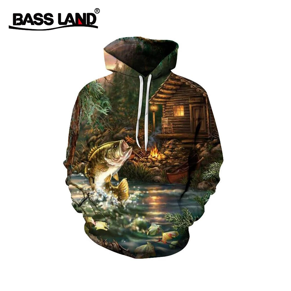 Bassland new fishing Clothes Light weight Soft Sunscreen 3d digital printing polyester fiber hooded winter sea Fishing tackle