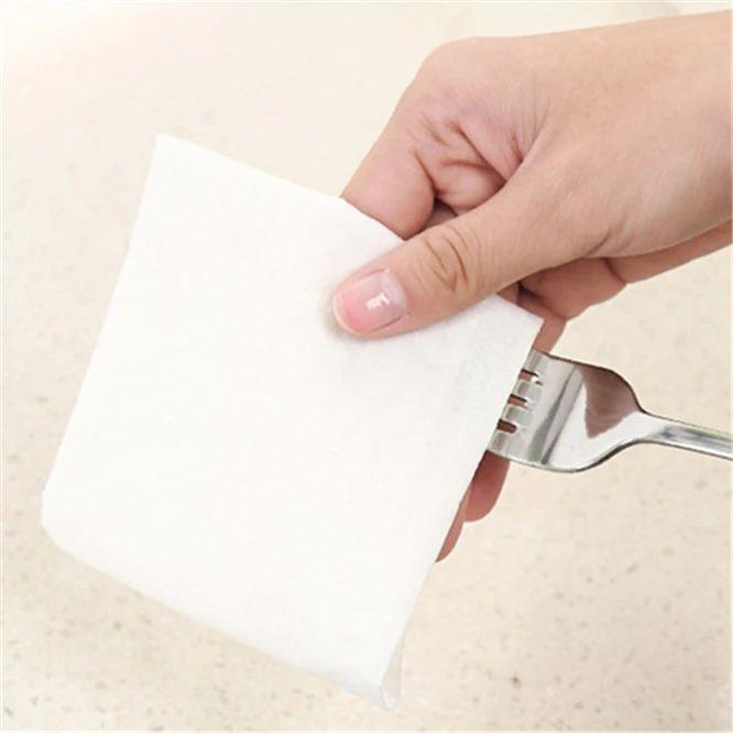 50PCS/Pack Wood pulp Kitchen Cleaning Cloth Disposable Rags Wiping Scouring Pad Dishcloth Bathroom Washing Cloth Party cleaning