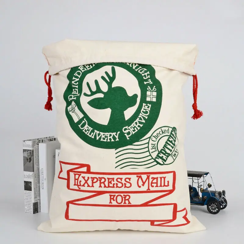 Large Canvas Santa Sack Father Christmas Gift Bags Present Bag Red Xmas Toy Tree Stocking Gift Holders
