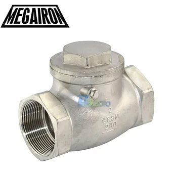 

MEGAIRON 2" DN50 Female Threaded Swing Check Valve Stainless Steel SS316 WOG 200 PSI PN16 CF8M