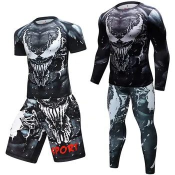 

Compression T Shirts+Pants Men gym High-elasticity BJJ MMA Rashguard Rash Guard Fitness Tracksuit Boxing Jerseys Sport Suit