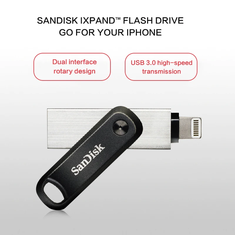 SanDisk SDIX60N USB флеш-накопитель iXPand U диск OTG разъем Lightning USB3.0 палка 256 ГБ 128 ГБ MFi для iPhone x/8/7/6/и iPad