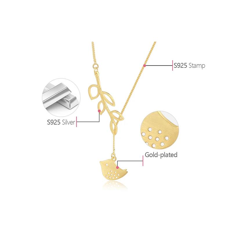 Lotus Fun реальные 925 серебро ручной работы Fine Jewelry прекрасной птицы листья ожерелье с