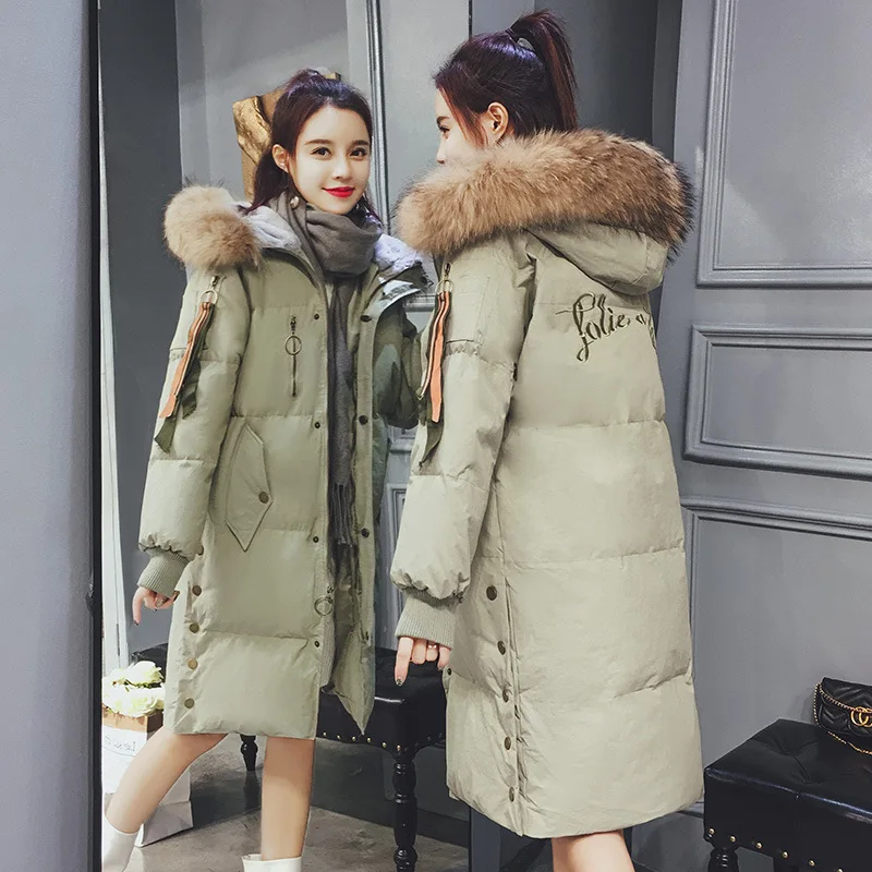 

Off Season down Jacket Cotton-padded Clothes Women's Mid-length 2019 Winter Korean-style Large Fur Collar Explicit Loose-Fit Sli