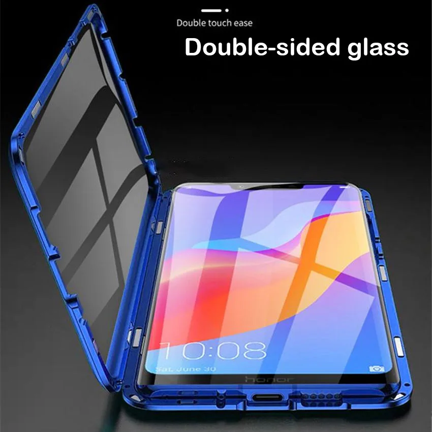 

R-just 360 Full Glass Magnetic Redmi Note 7 Case Metal Bumper Tempered Glass Back Cover for Xiaomi redmi note 7 pro Case