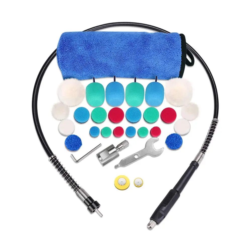 

SPTA Mini Detail Polisher with 30pcs Accessorizes Kit Pads Polishing Foam Finish Pad Kit, Used on Rotary Tools/Polisher