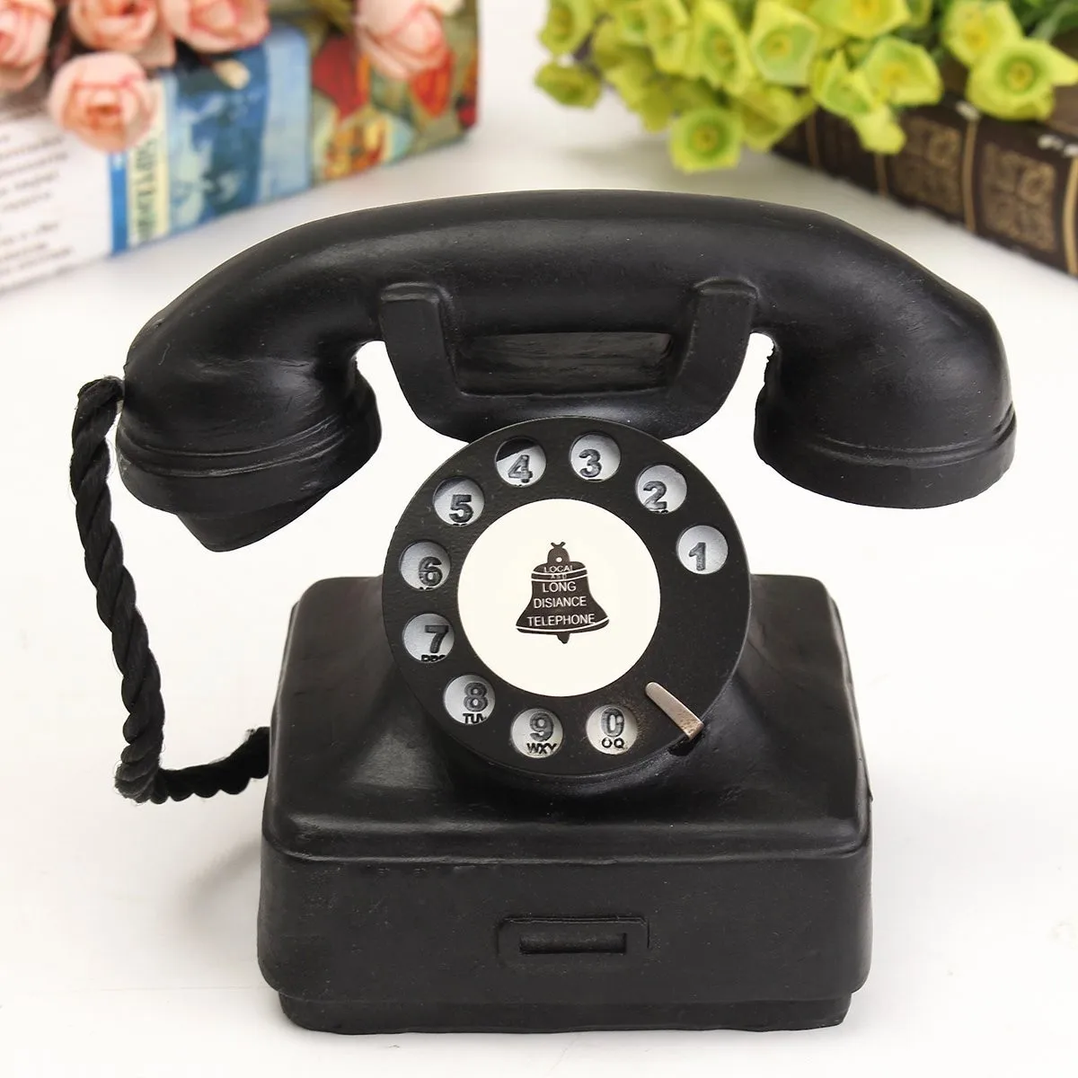 

Vintage Antique Imitation Resin Rotary Telephone Model Phone For Office Home Decoration