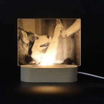 

Huskie Dog 3D Kids Night Light LED Wooden Base For Acrylic