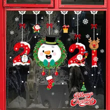 2021 bożonarodzeniowe naklejki na okno święty mikołaj śnieżynka naklejki kalkomania wystrój świąteczny dla domu Xmas wystrój nowego roku Noel 2020 tanie tanio CN (pochodzenie) Naklejki ścienne lustro powierzchni Jednorazowe Naklejki okienne Jednoczęściowy pakiet WALL Papier Festival