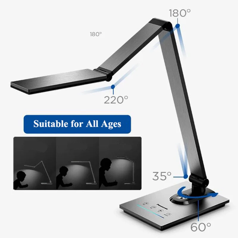Koop Panasonic Moderne Metalen Geborsteld Aluminium Saving Folding Touch Led Bureaulamp Kantoor Studie Lezen Werken Tafel Nachtlampje