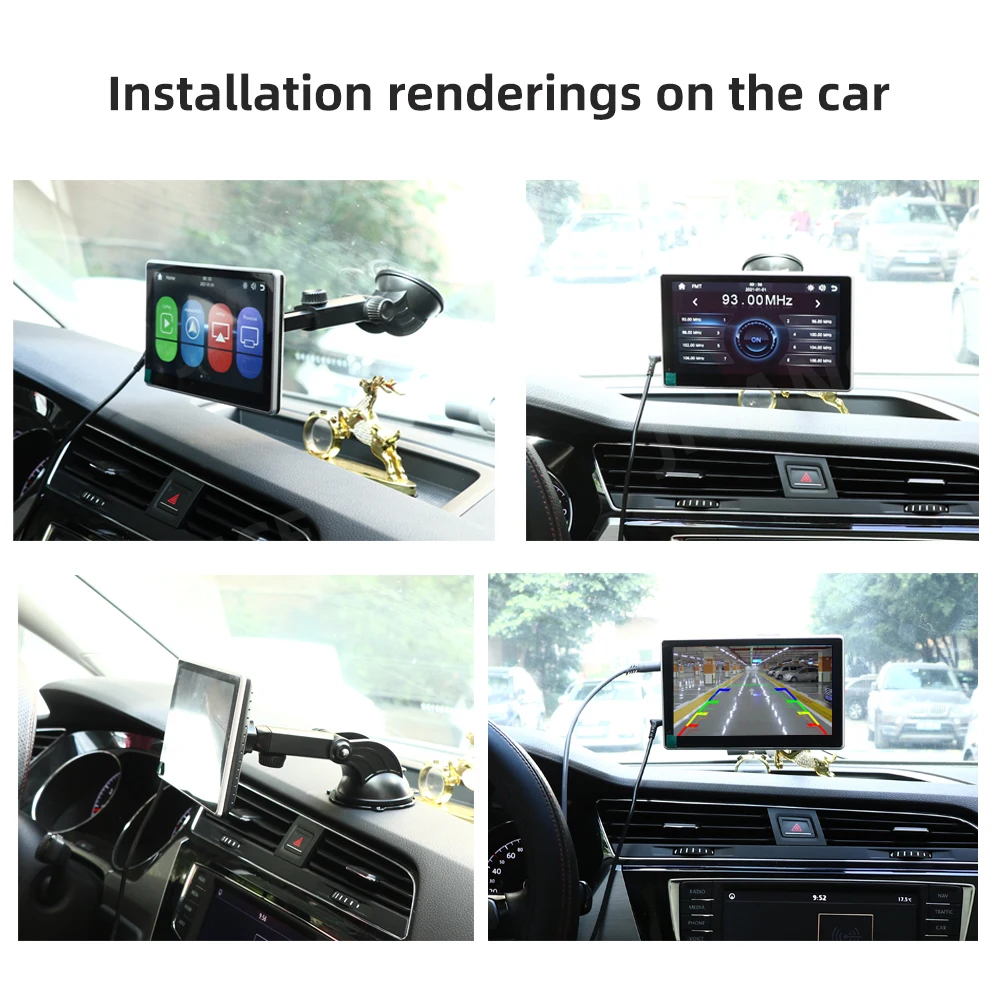 7 Inch Touchscreen Auto Draagbare Draadloze CarPlay Tablet Android Radio Multimedia Bluetooth Navigatie HD1080 Stereo Linux_voghion.com