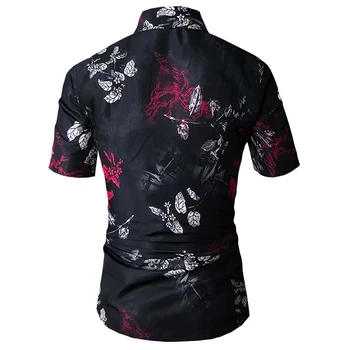 

Summer Men Floral Shirt Short Sleeve Stand Collar Flowers Printed Beach Travel Casual Shirts M-3XL EIG88