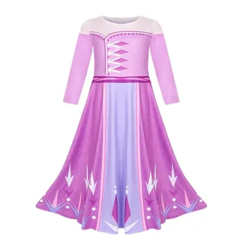 

Girl Elsa 2 Princess Dress UP Purple Print Nightgown Children Christmas Snow Queen Fancy Cosplay Costume Casual Clothes