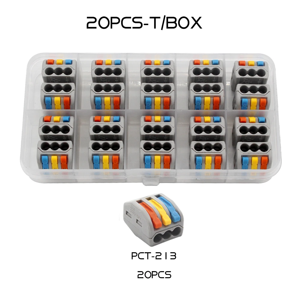 Быстрый провод СОЕДИНИТЕЛЬ НАБОР коробка нажимной клеммный блок компактный проводка Сращивание Conector Универсальный электрик разделитель провода - Цвет: 20 PCS 413