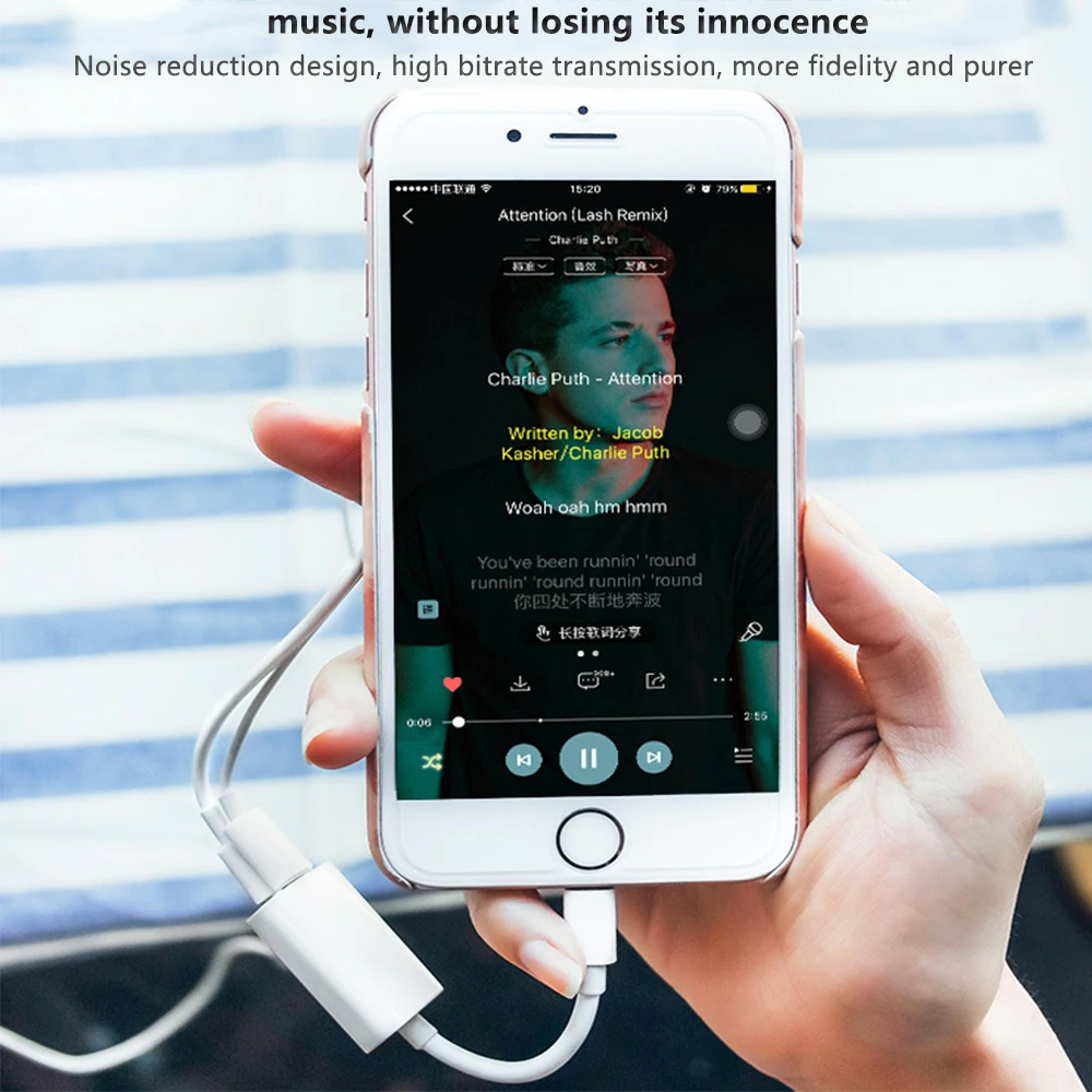 6-в-1 Dual аудиоадаптер с разъемом Lightning разветвитель полностью совместим с для iPhone 7/8/X/XS серии Наушники слушать музыку вызова и беспроводной зарядки