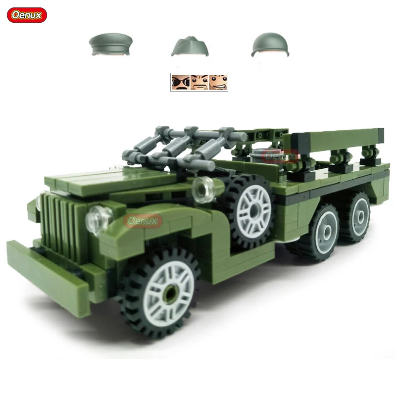 Oenux мировая война 2 Северная военная модель автомобиля MARK1 Танк Dodge WC63 Krupp Artillery 82 строительный блок кирпичные игрушки - Цвет: US Jeep