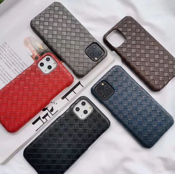 

2019 Fashion leather woven mobile phone case for iPhone 6s 7 8 x xr xs 11 pro Max leather anti-fall protective case