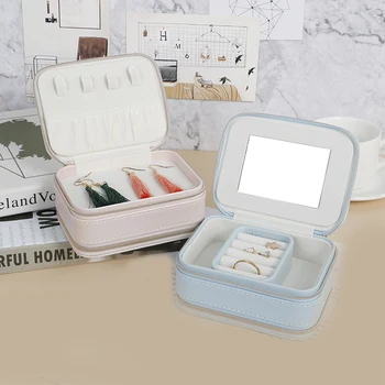 

Jewelry Casket Cosmetic Organizer Makeup Bag Multi-function Earrings Ring Container Case Home Storage Organization Jewelry Box