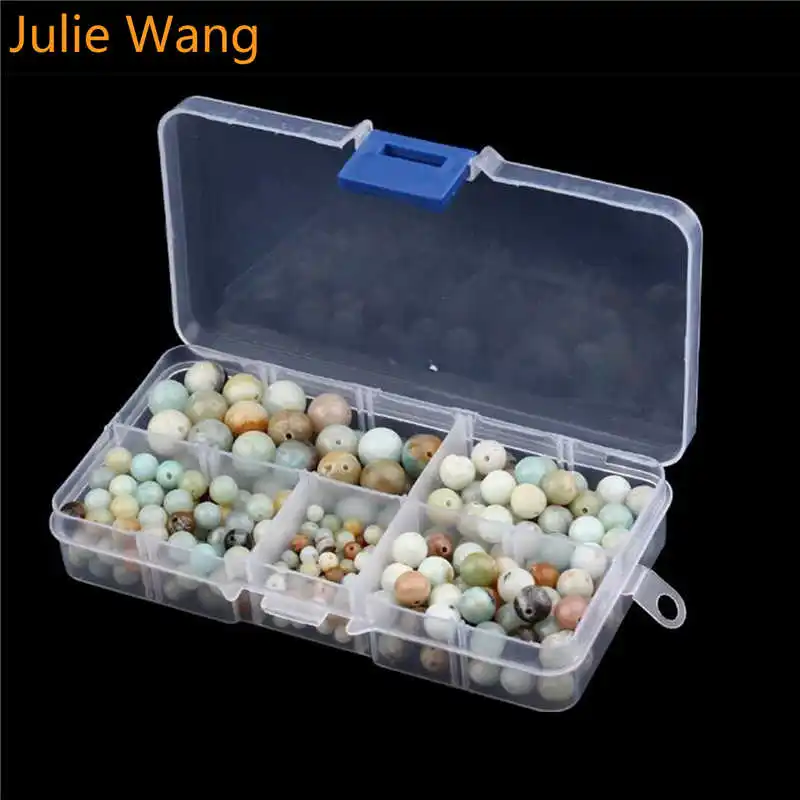 Julie Wang 359pcs/Box 4-10mm Mixed Sizes Natural Stone Beads For Bracelet Necklace Jewelry Making Accessory Wholesale