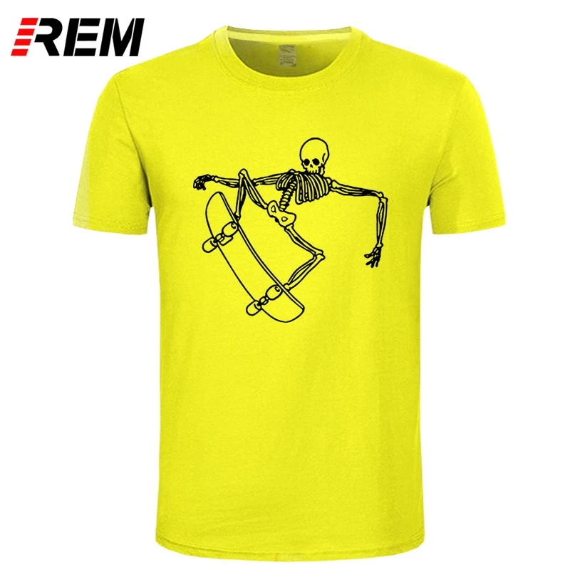 REM Skull Man skateboard Men Cotton T Shirts 2017 New Arrival Short