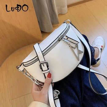 

LUCDO 2020 Summer New Saddle Bag Small Chain Chest Bag High Quality PU Leather Ladies Travel Casual Shoulder Messenger Bags